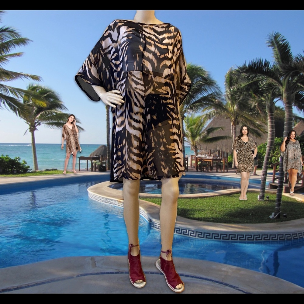 Animal Print Swim Cover Up Tunic NWOT